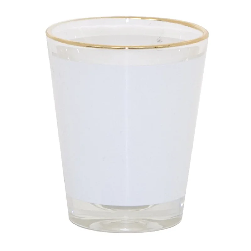 HPN SubliCraft 1.5 oz. Sublimation Glass Shot Glass with White Patch and Gold Rim - 144 per Case