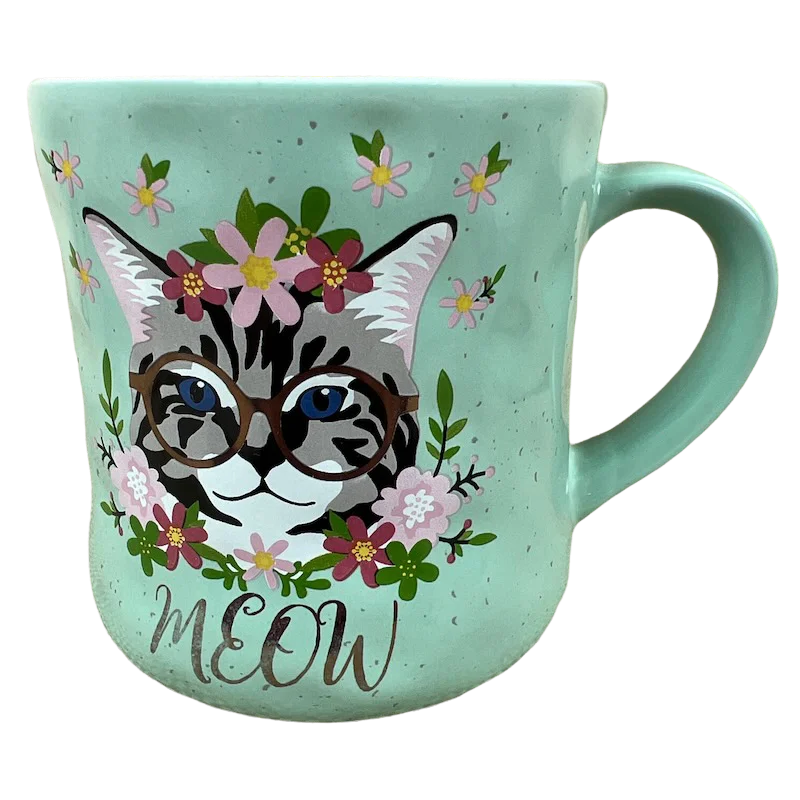 Cat Among Flowers Wearing Glasses MEOW Mug Kensie Home