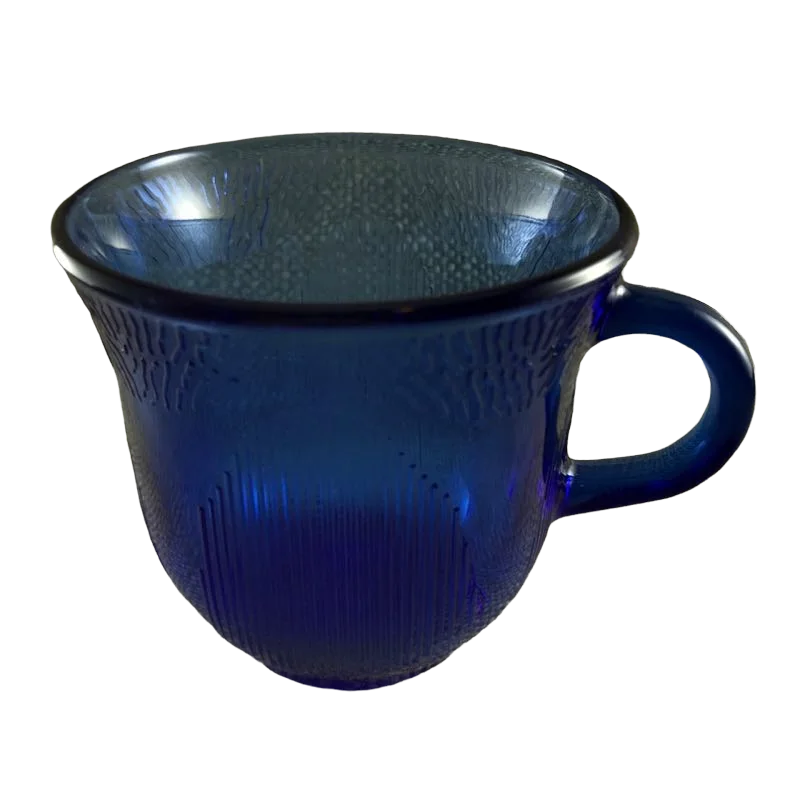 Cobalt Blue Glass Leaves Sunflower On Bottom Mug Fortecrisa