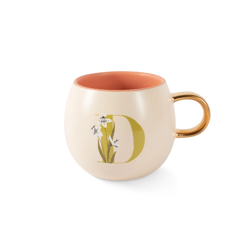 DM MONOGRAM FLORAL "D" ROUND MUG