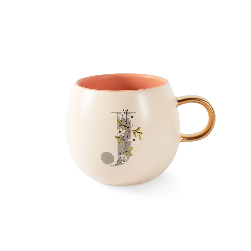 DM MONOGRAM FLORAL "J" ROUND MUG