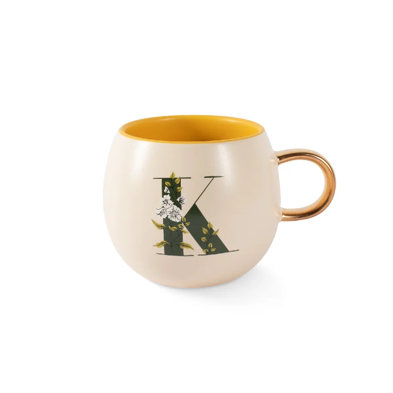 DM MONOGRAM FLORAL "K" ROUND MUG