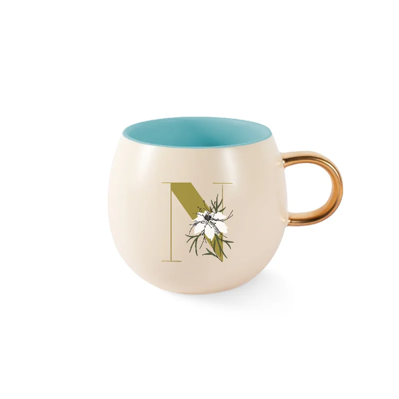 DM MONOGRAM FLORAL "N" ROUND MUG