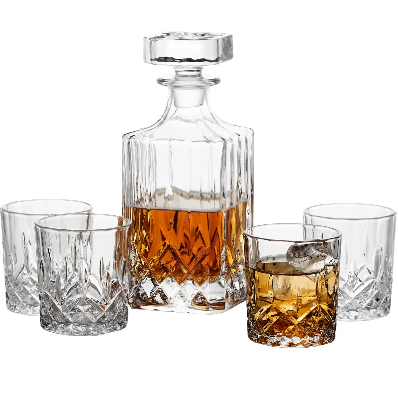 GoodGlassware Whiskey Decanter and Glasses Set (5-Piece Set)