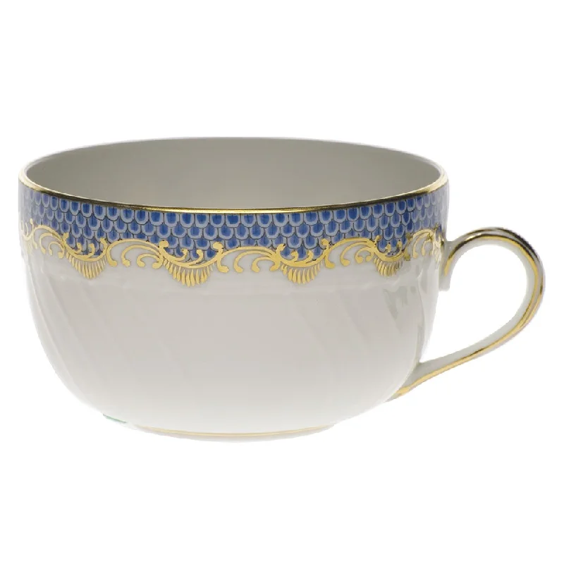 Fish Scale Canton Teacup, Blue