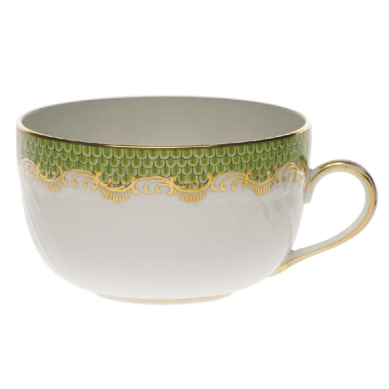 Fish Scale Canton Teacup, Evergreen