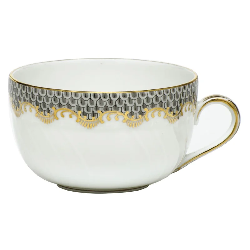 Fish Scale Canton Teacup, Gray