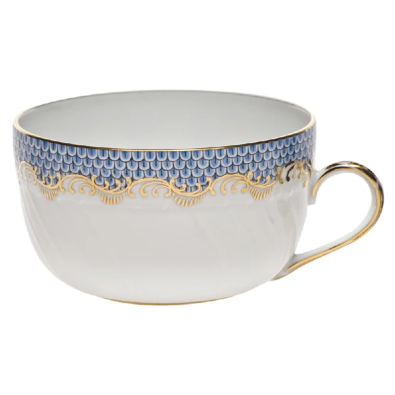 Fish Scale Canton Teacup, Light Blue