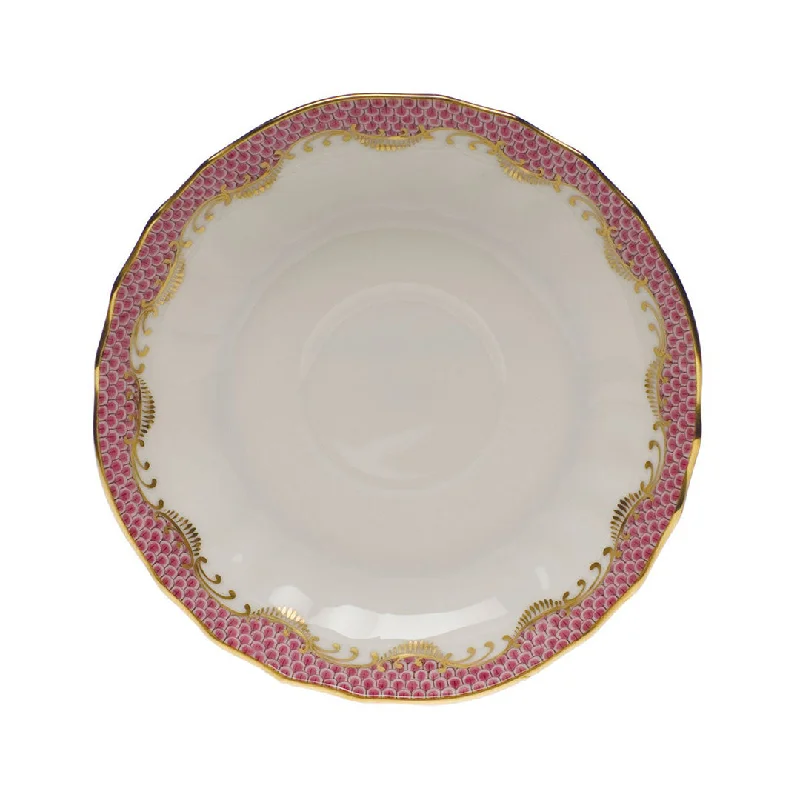 Fish Scale Canton Tea Saucer, Pink