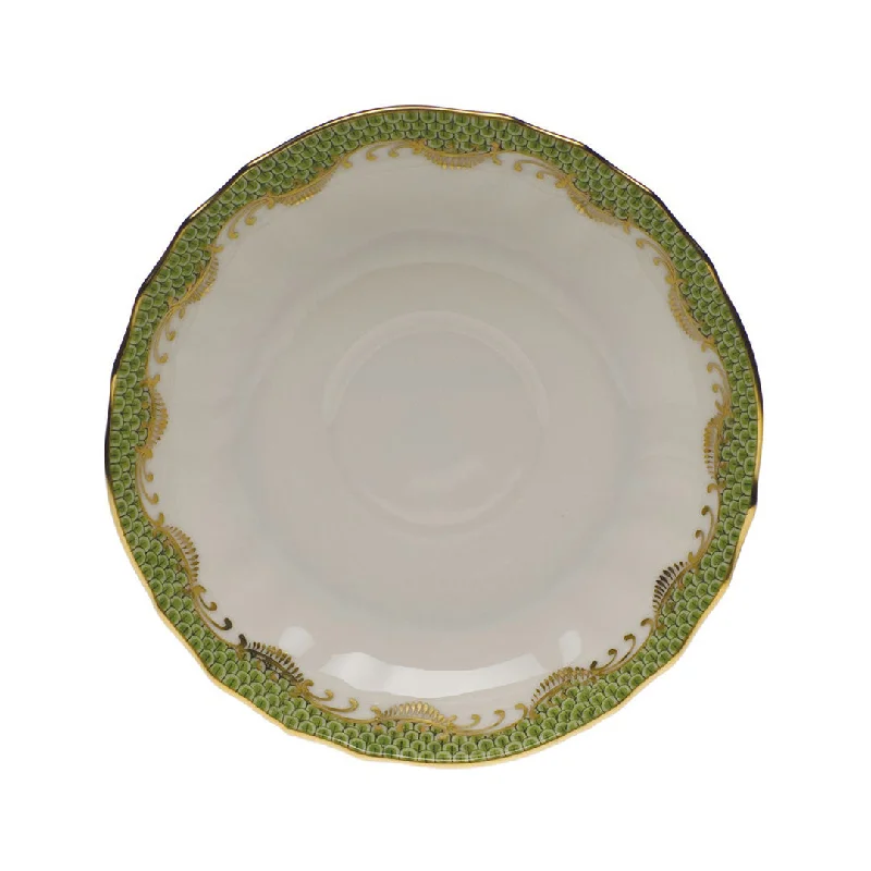 Fish Scale Canton Tea Saucer, Evergreen