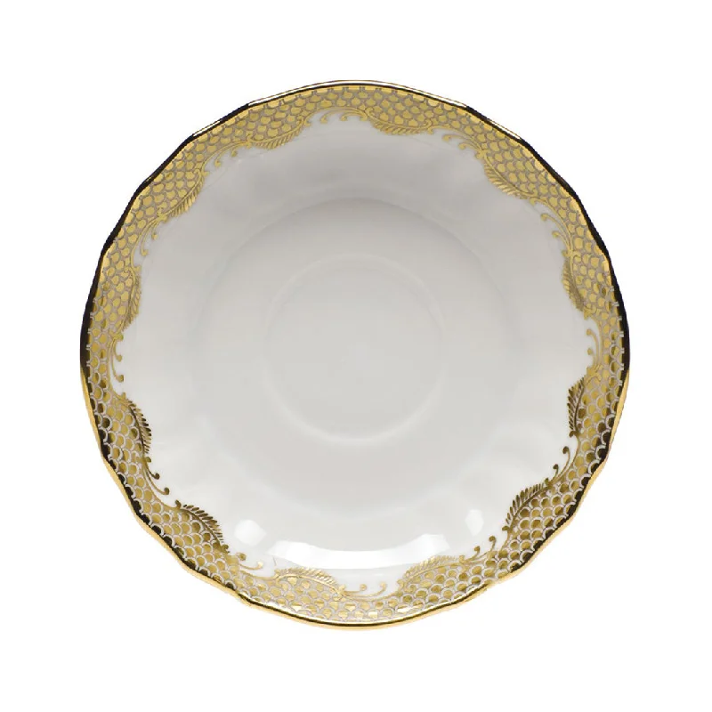 Fish Scale Canton Tea Saucer, Gold