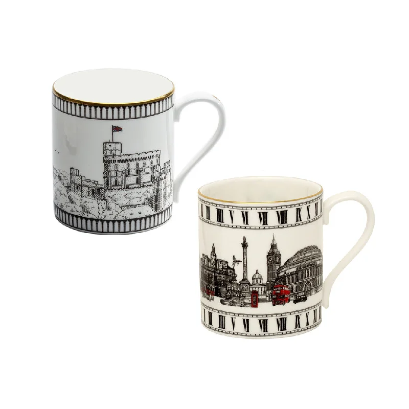 London Icons & Windsor Castle Mugs, Set of 2