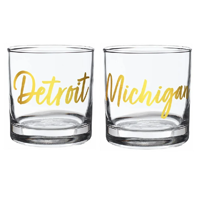 Michigan Cities Metallic Rocks Glasses