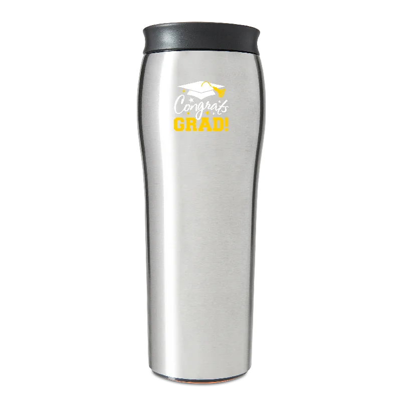 Mighty Mug Go - Stainless Steel - Silver (Congrats Grad) - 16 oz