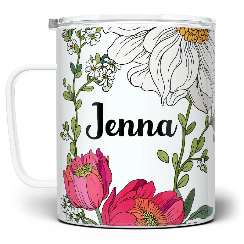 Personalized Name Botanical Insulated Travel Mug