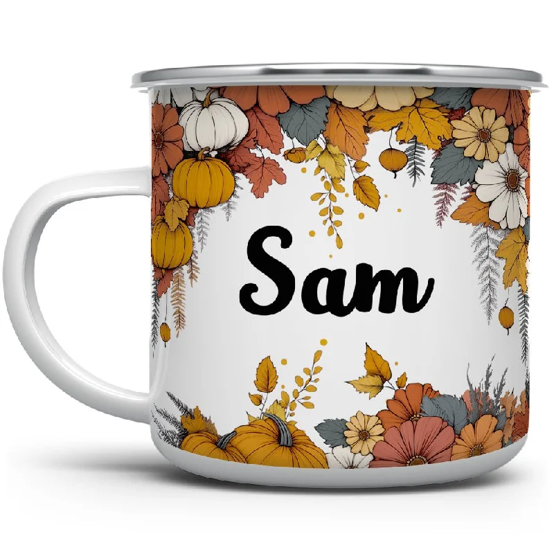 Personalized Name Fall Floral Camp Mug