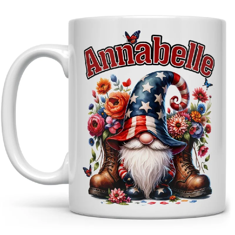 Personalized Name Patriotic Gnome Mug