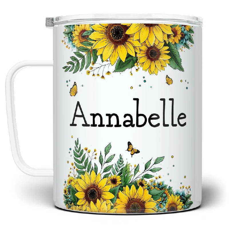 Personalized Name Sunflower Insulated Travel Mug