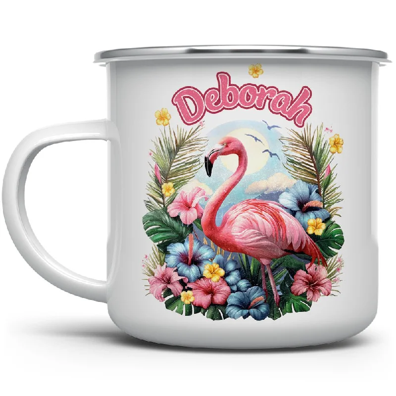 Personalized Name Tropical Flamingo Camp Mug