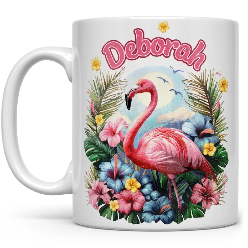 Personalized Name Tropical Flamingo Mug