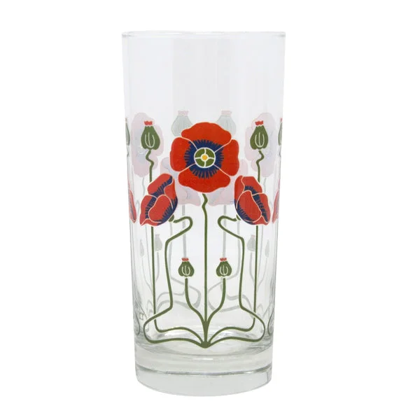 Red Poppy Collins Glass