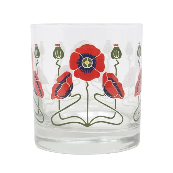 Red Poppy Rocks Glass