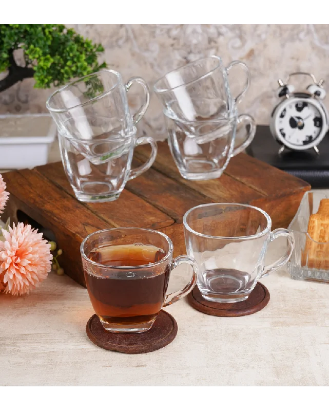 Solid Transparent Glass Cups | Set of 6