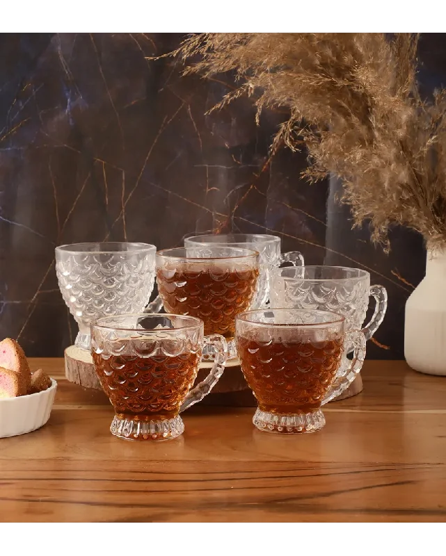 Transparent Textured Glass Cups | Set of 6