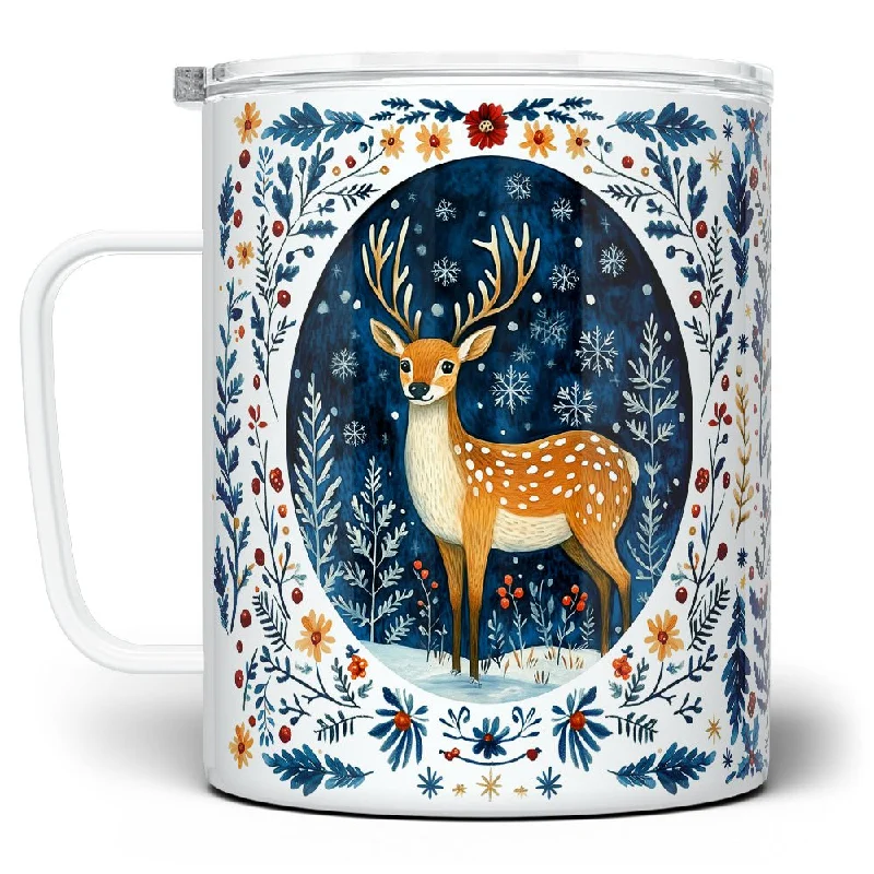 Winter Woodland Deer Insulated Travel Mug