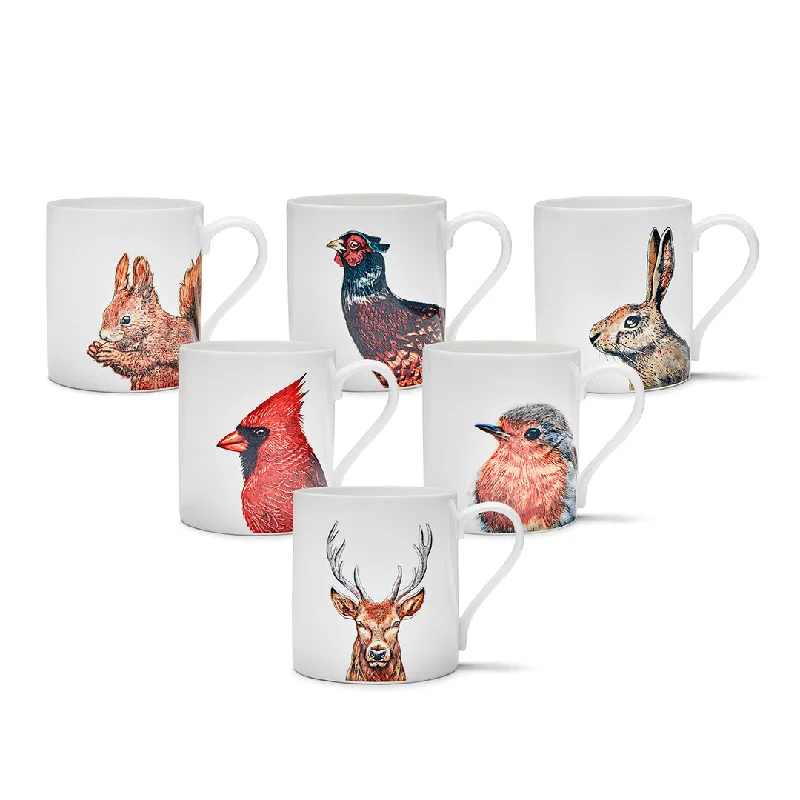 Woodland Wildlife Mugs, Set of 6