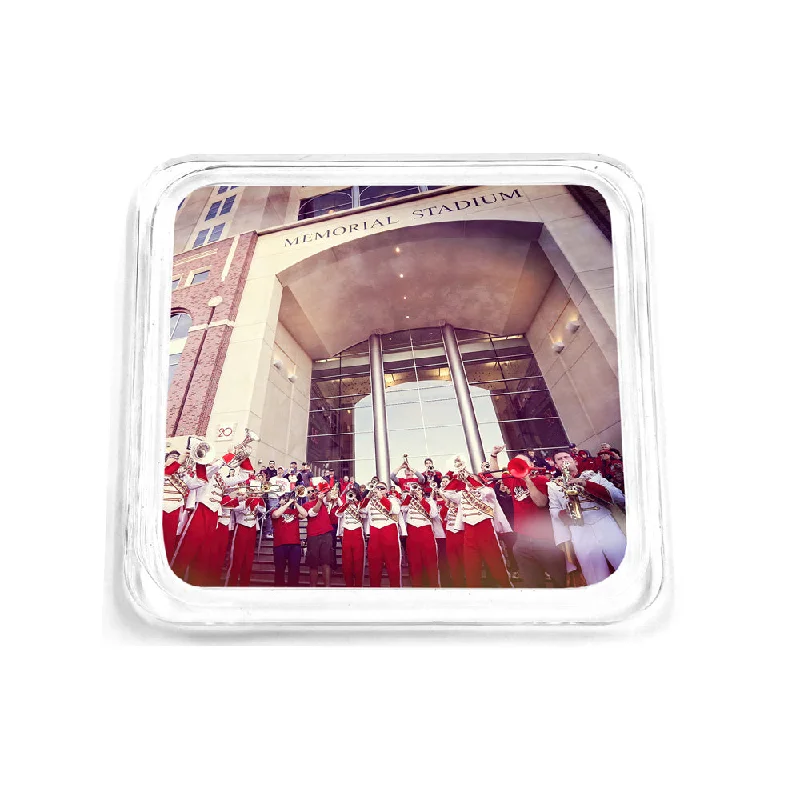 Nebraska Cornhuskers - Cornhuskers Band on the steps of Memorial Drink Coaster