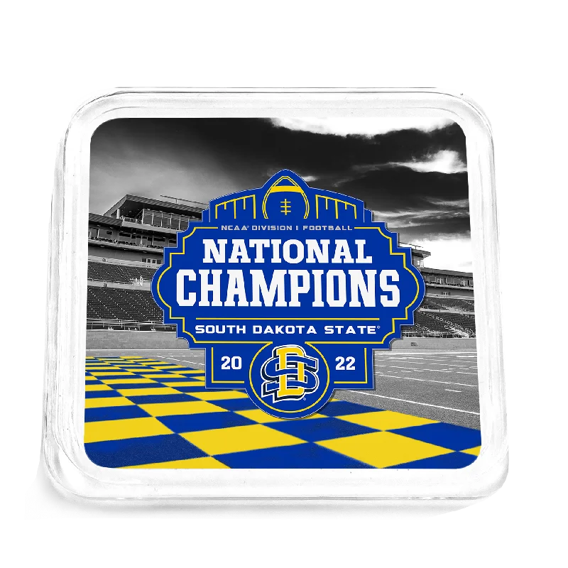 South Dakota State Jackrabbits - SDSU National Champions Checkerboard End Zone Drink Coaster