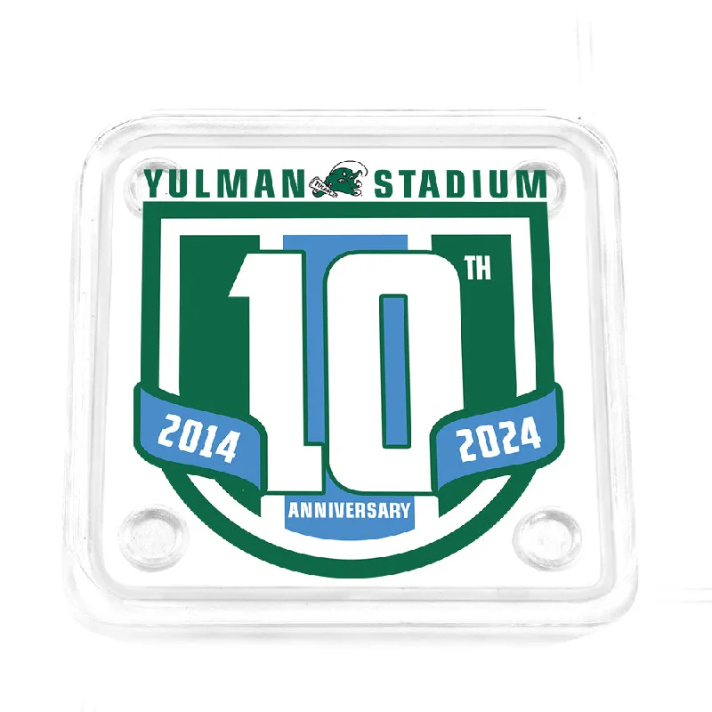 Tulane Green Wave - Yulman Stadium 10 Year Anniversary Logo Drink Coaster