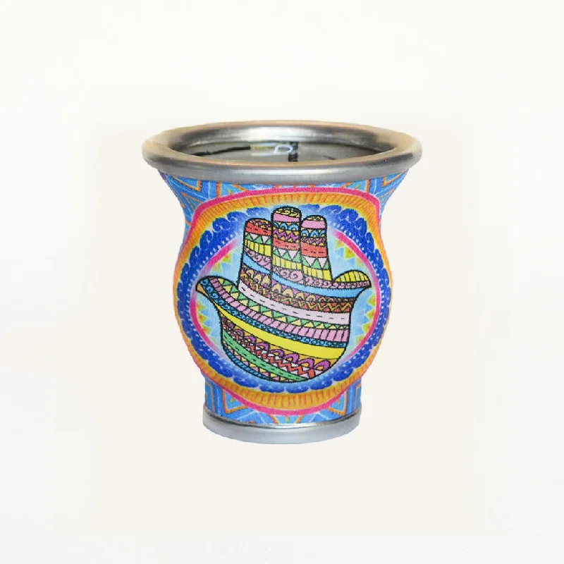 Blue Hamsa Glass Yerba Mate Cup