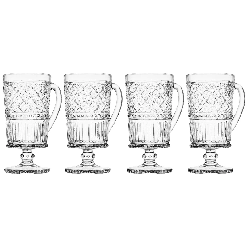 Claro Clear Footed Coffee Mug, Set of 4