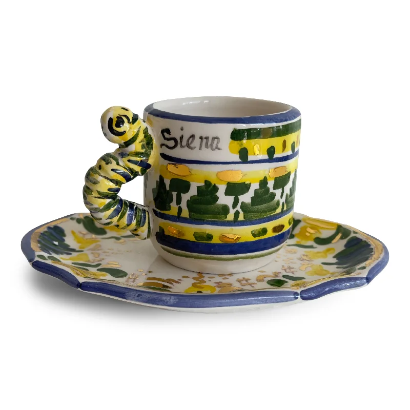 Contrade 24kt Espresso Cup & Saucer, 4 oz : Silkworm