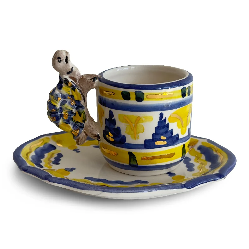 Contrade 24kt Espresso Cup & Saucer, 4 oz : Turtle