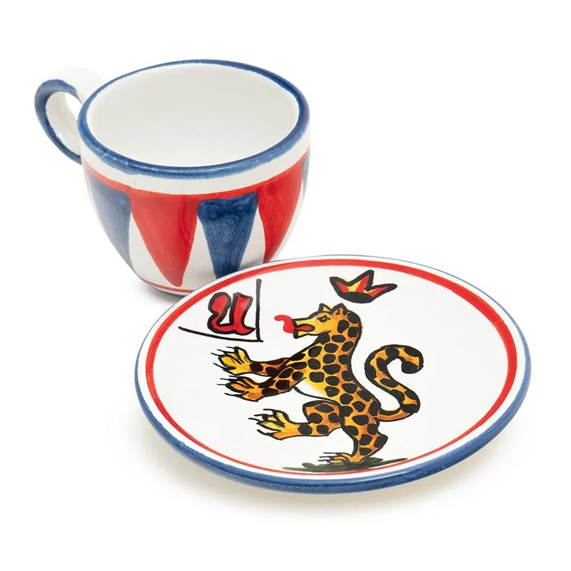 Contrade Espresso Cup & Saucer, 4 oz: Panther