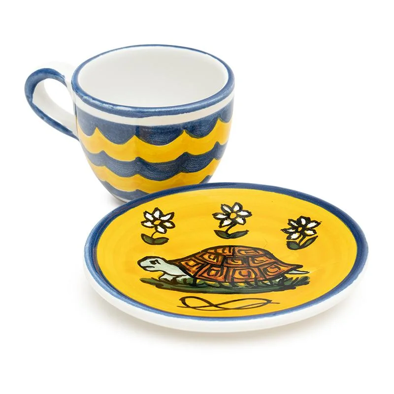 Contrade Espresso Cup & Saucer, 4 oz: Turtle