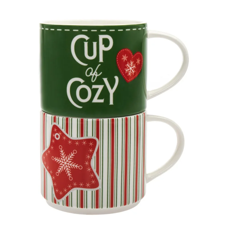 Cozy Holiday Stacking Mug, Set of 2