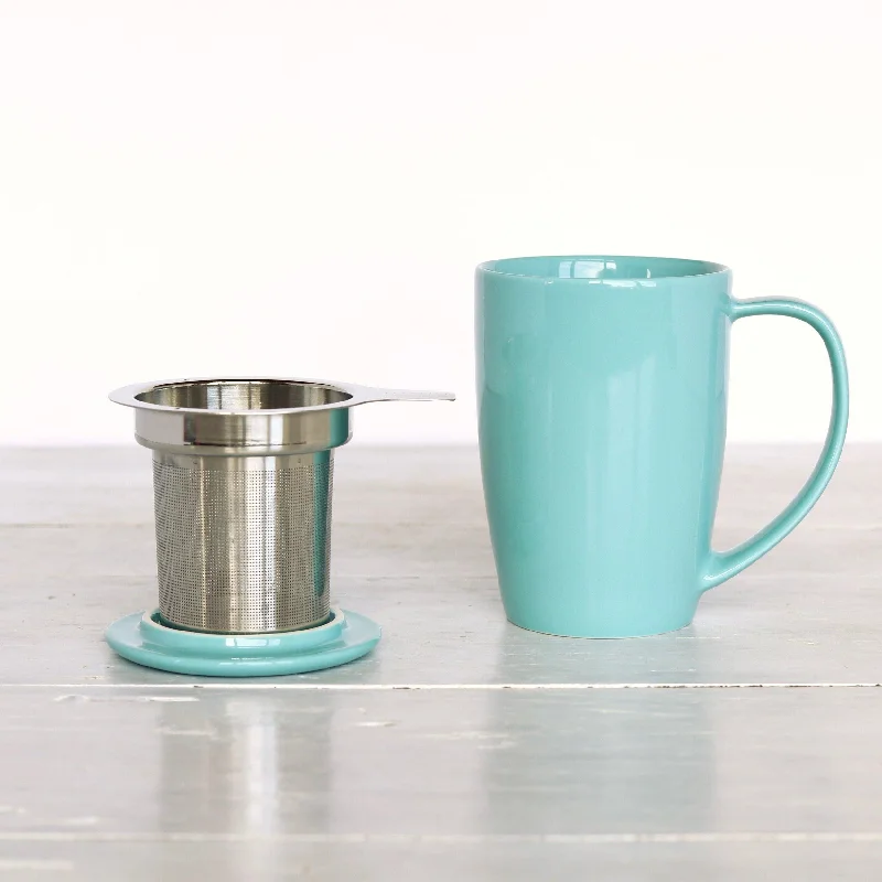 Curve Ceramic Mug with Infuser and Lid