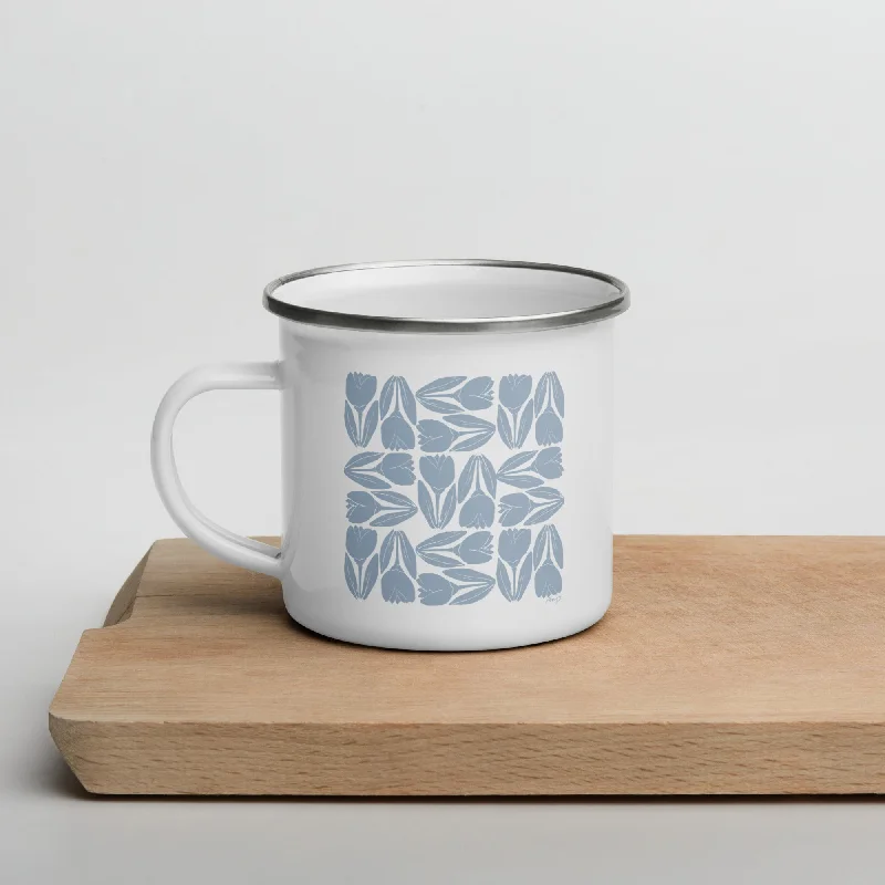 Enamel Mug | Tulip Tile Print in Blue