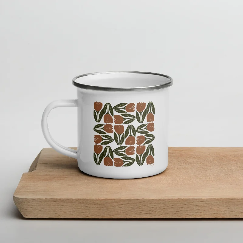 Enamel Mug | Tulip Tile Print Terracotta