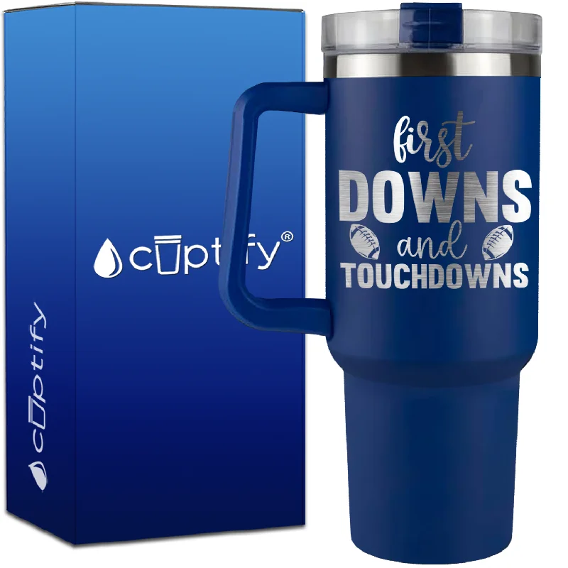 First Downs and Touchdowns on 40oz Football Traveler Mug