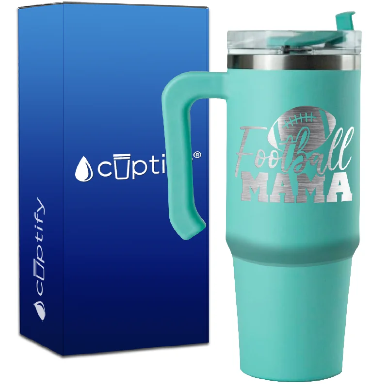 Football Mama with Football on 30oz Football Travel Mug