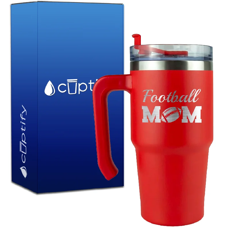 Football Mom on 20oz Football Travel Mug