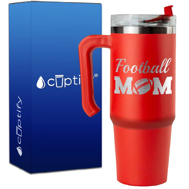 Football Mom on 30oz Football Travel Mug