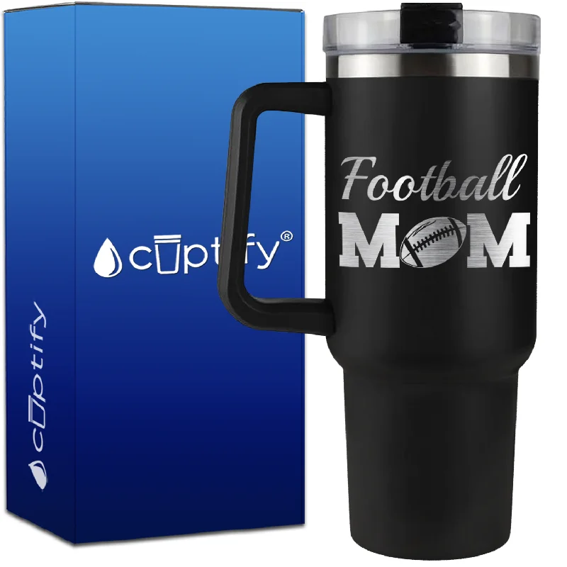 Football Mom on 40oz Football Traveler Mug