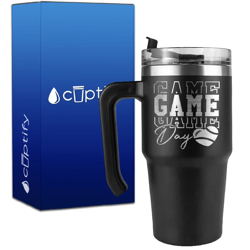 Game Game Game Day Football on 20oz Football Travel Mug