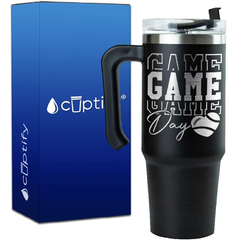 Game Game Game Day Football on 30oz Football Travel Mug